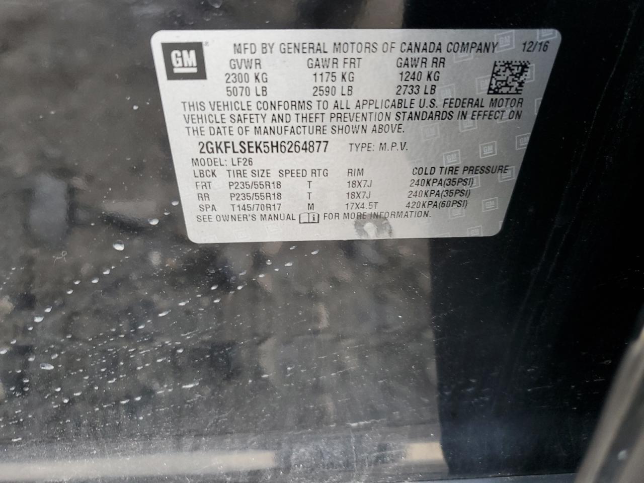 2GKFLSEK5H6264877 GMC TERRAIN 2017