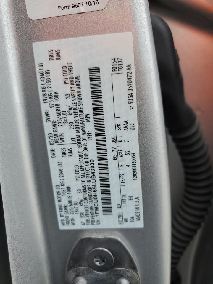1FMCU0H65LUB43030 FORD ESCAPE 2020
