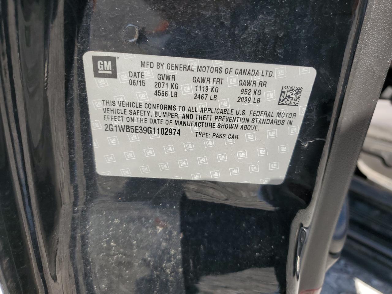 2G1WB5E39G1102974 CHEVROLET IMPALA 2016