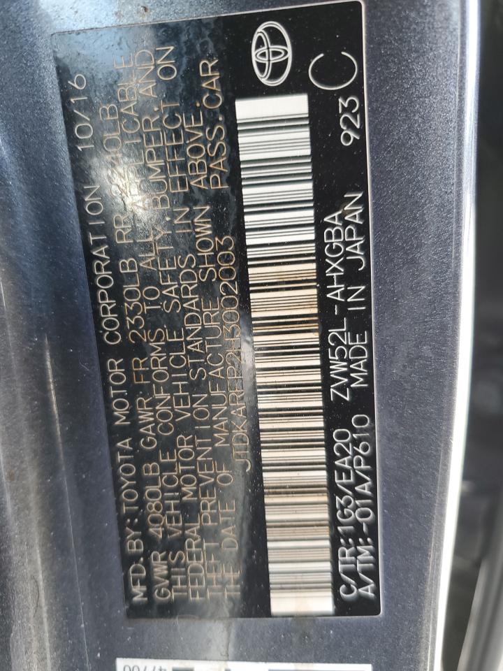 JTDKARFP2H3002003 TOYOTA PRIUS 2017