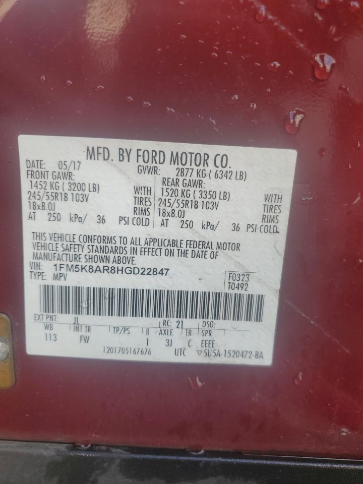 1FM5K8AR8HGD22847 FORD EXPLORER 2017
