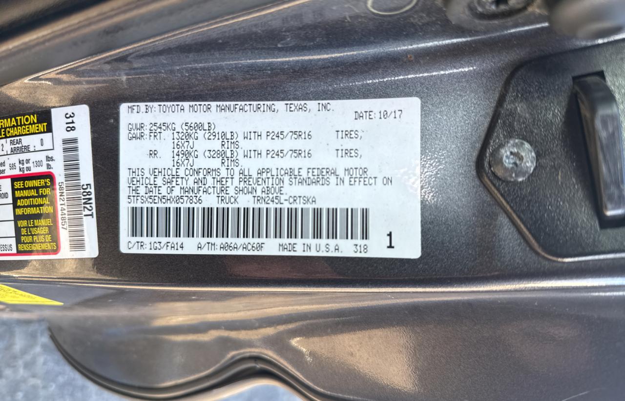 5TFSX5EN5HX057836 TOYOTA TACOMA 2017