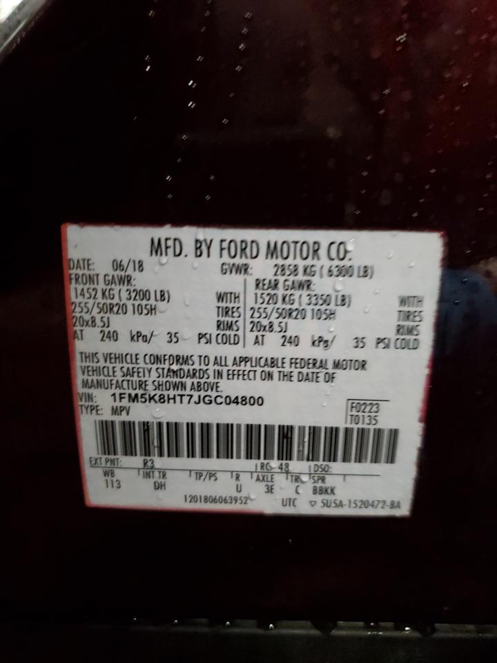 1FM5K8HT7JGC04800 FORD EXPLORER 2018