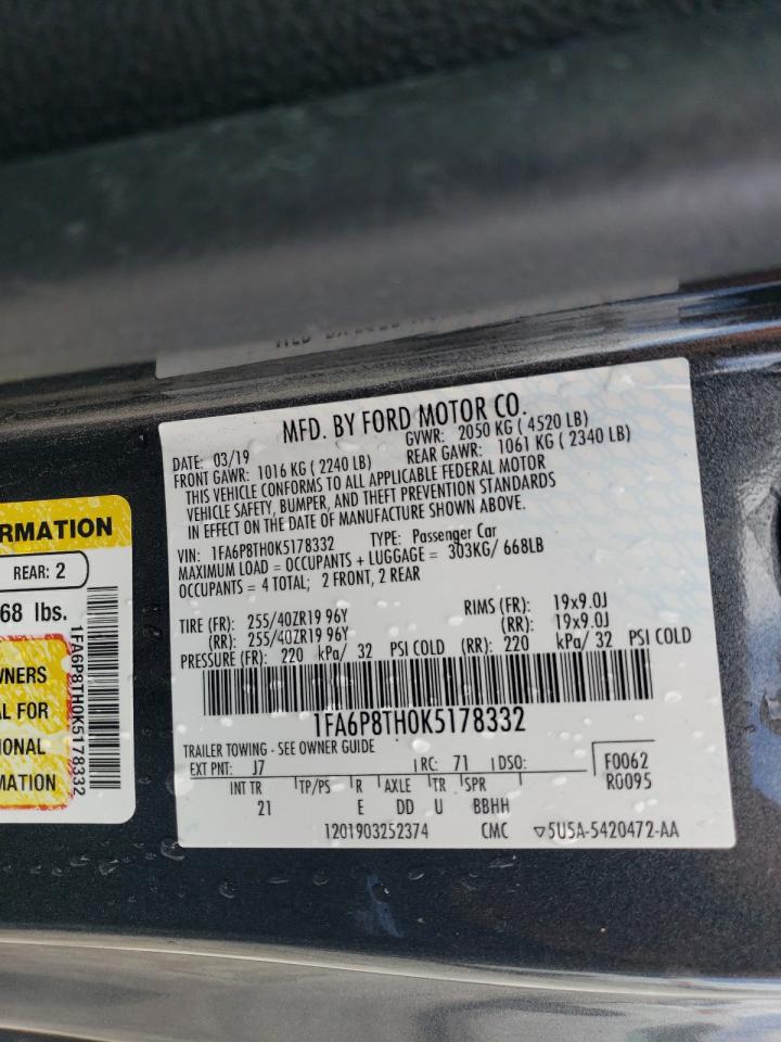 1FA6P8TH0K5178332 FORD ALL Models 2019