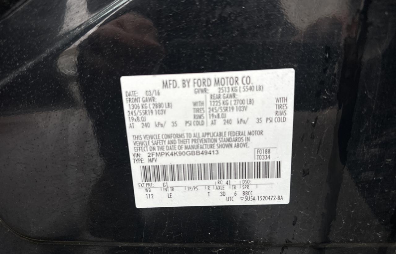 2FMPK4K90GBB49413 FORD EDGE 2016