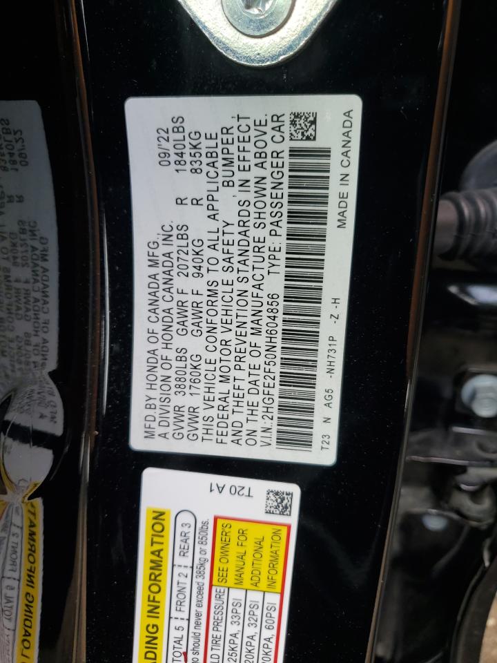 2HGFE2F50NH604856 HONDA CIVIC 2022