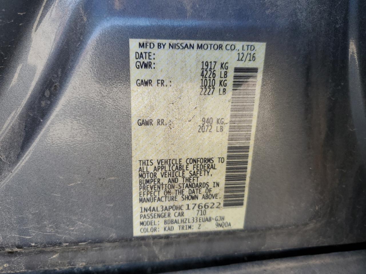 1N4AL3AP0HC176622 NISSAN ALTIMA 2017