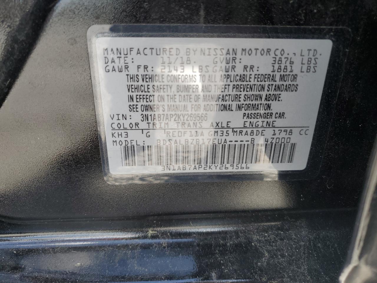 3N1AB7AP2KY269566 NISSAN SENTRA 2019