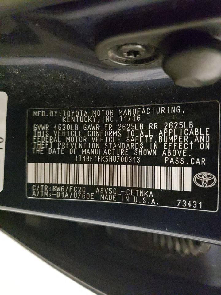 4T1BF1FK5HU700313 TOYOTA CAMRY 2017