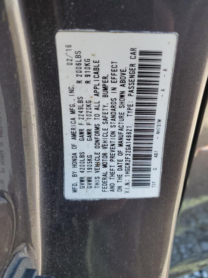 1HGCR2F32GA148821 HONDA ACCORD 2016