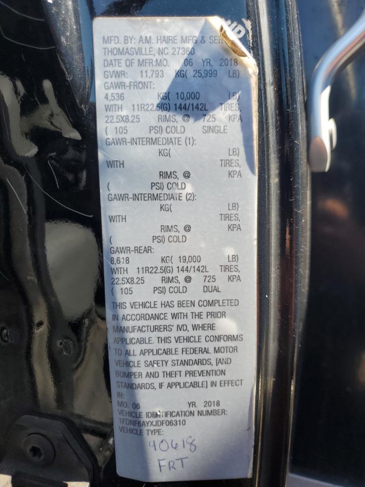1FDNF6AYXJDF06310 FORD F650 2018