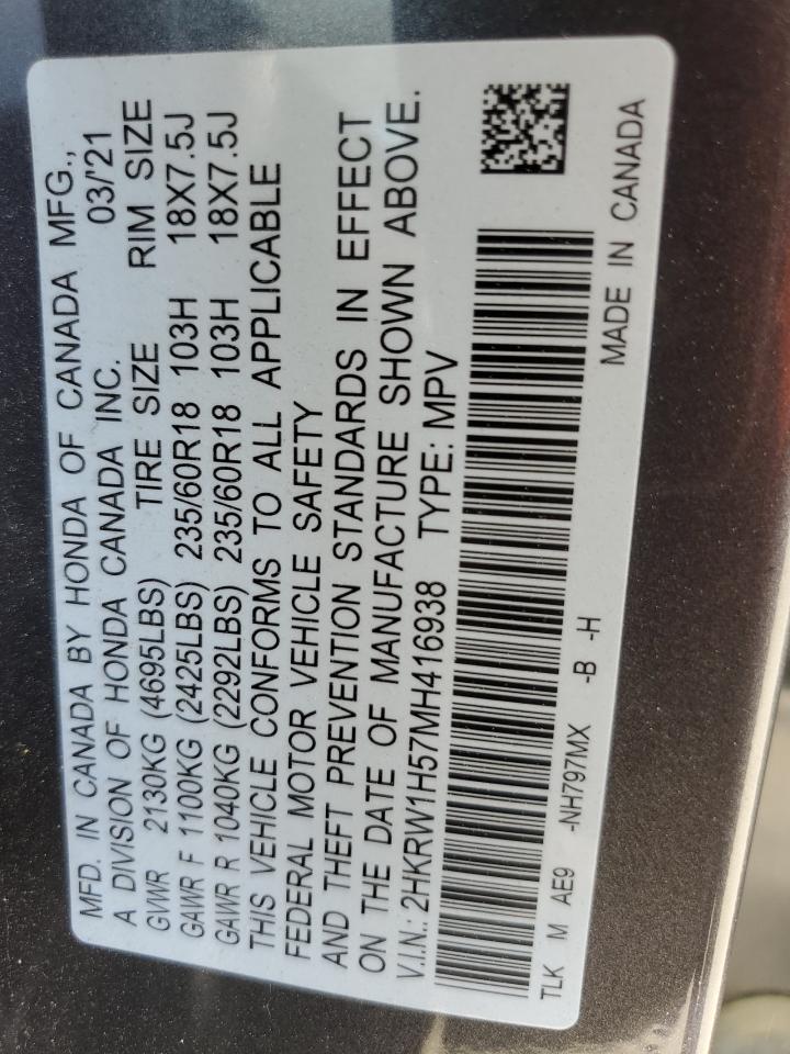 2HKRW1H57MH416938 HONDA CRV 2021