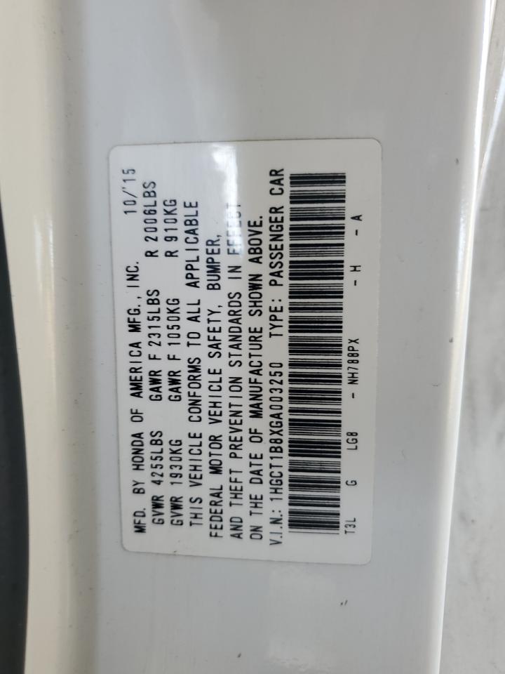2016 Honda Accord Exl VIN: 1HGCT1B8XGA003250 Lot: 50083675
