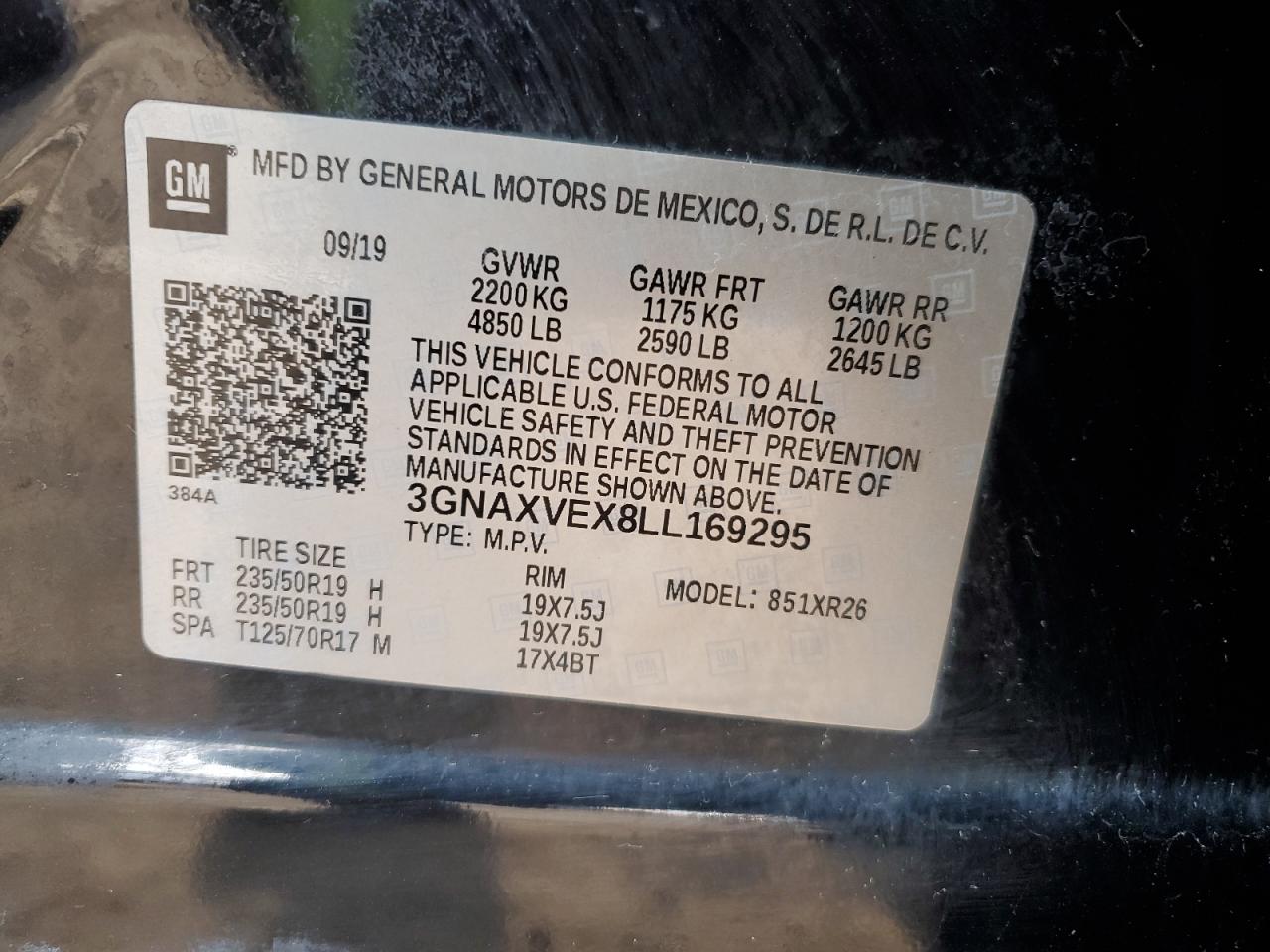 3GNAXVEX8LL169295 CHEVROLET EQUINOX 2020