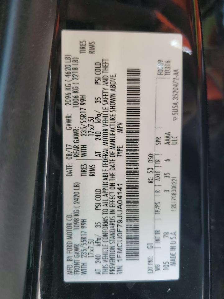 1FMCU0F79JUA04141 FORD ESCAPE 2018