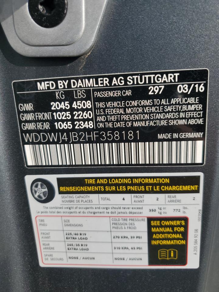 WDDWJ4JB2HF358181 MERCEDES-BENZ C-CLASS 2017
