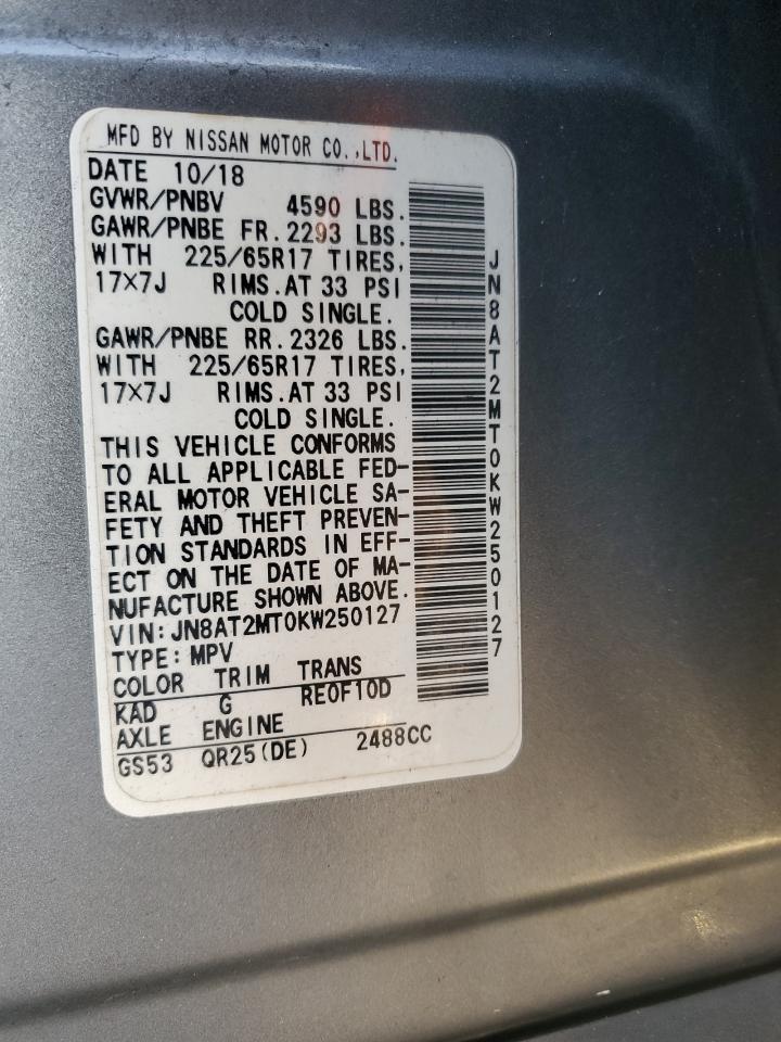 JN8AT2MT0KW250127 NISSAN ROGUE 2019