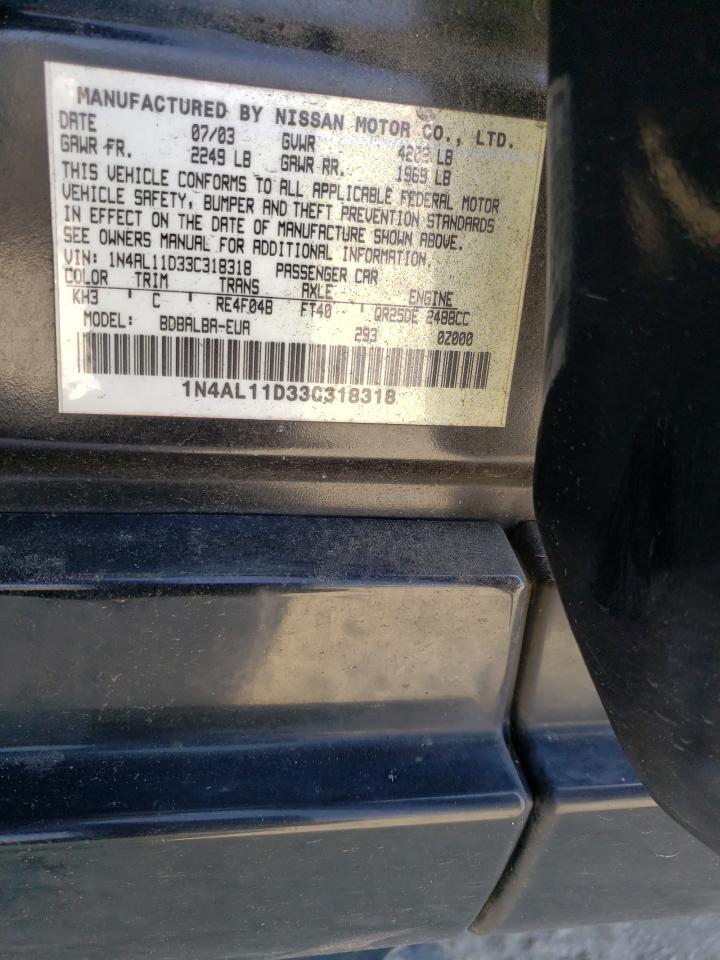 2003 Nissan Altima Base VIN: 1N4AL11D33C318318 Lot: 50783795
