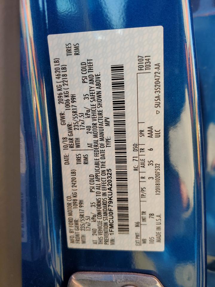 1FMCU0F79KUA20325 FORD ESCAPE 2019