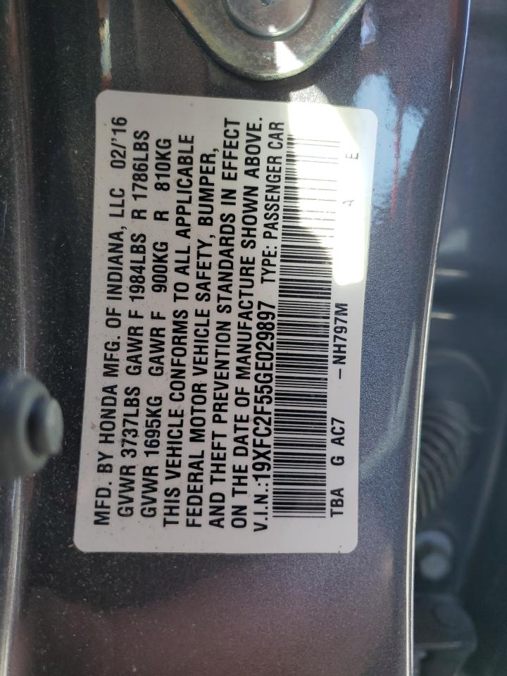 19XFC2F55GE029897 HONDA CIVIC 2016