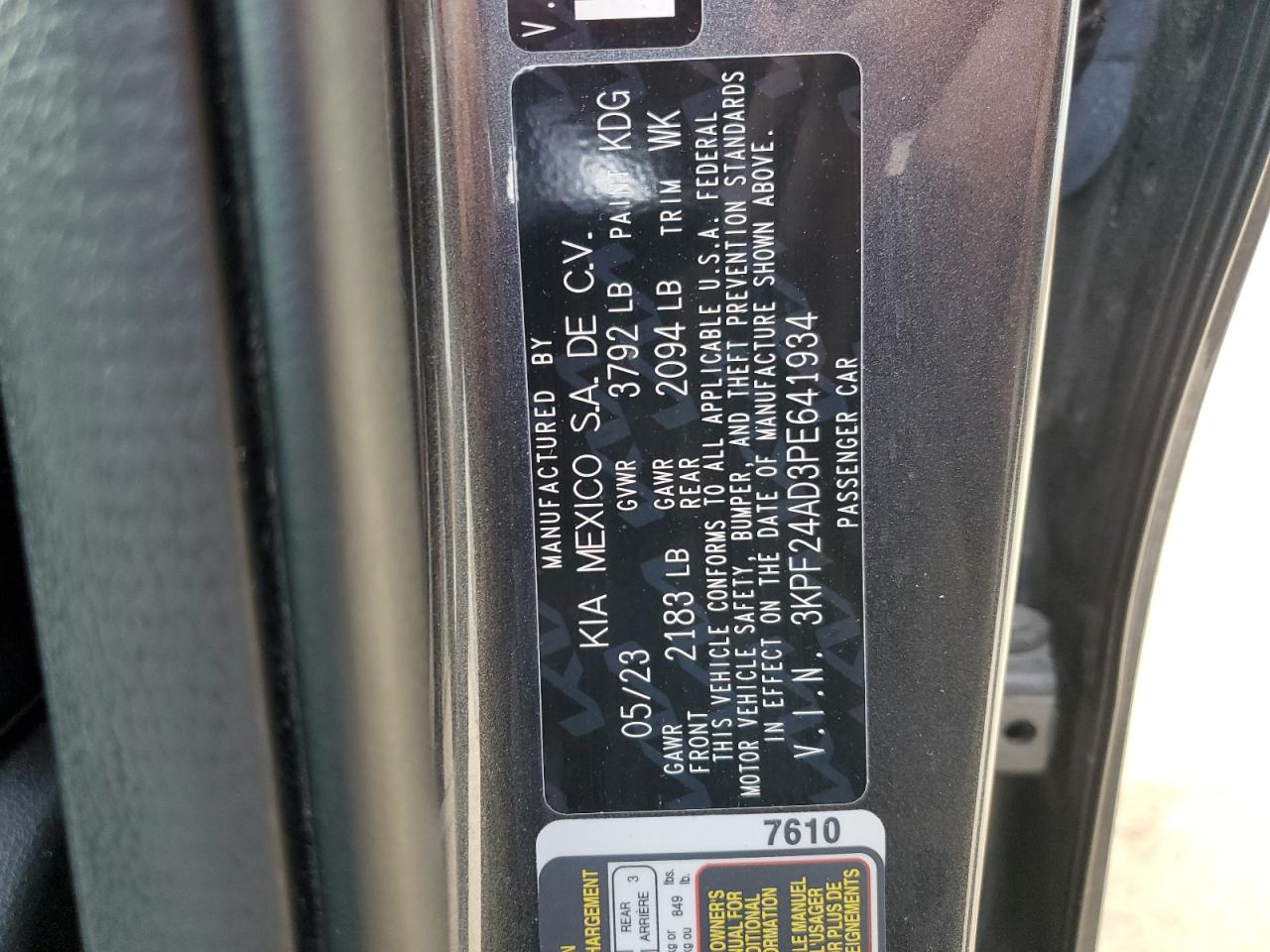 3KPF24AD3PE641934 KIA FORTE 2023