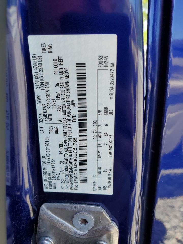 1FMCU0J93GUC51785 FORD ESCAPE 2016