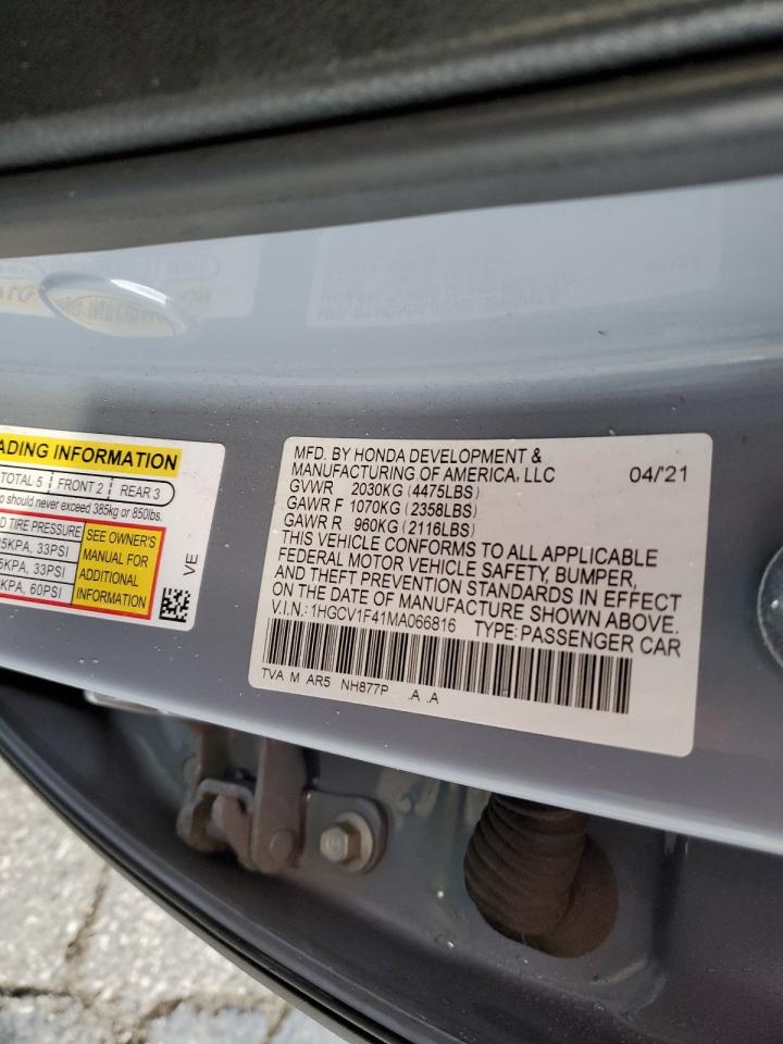 1HGCV1F41MA066816 HONDA ACCORD 2021