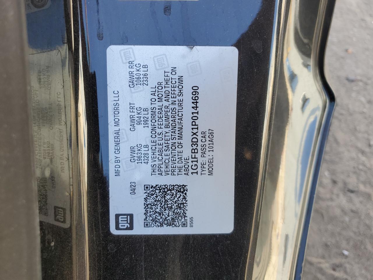 1G1FB3DX1P0144690 CHEVROLET CAMARO 2023