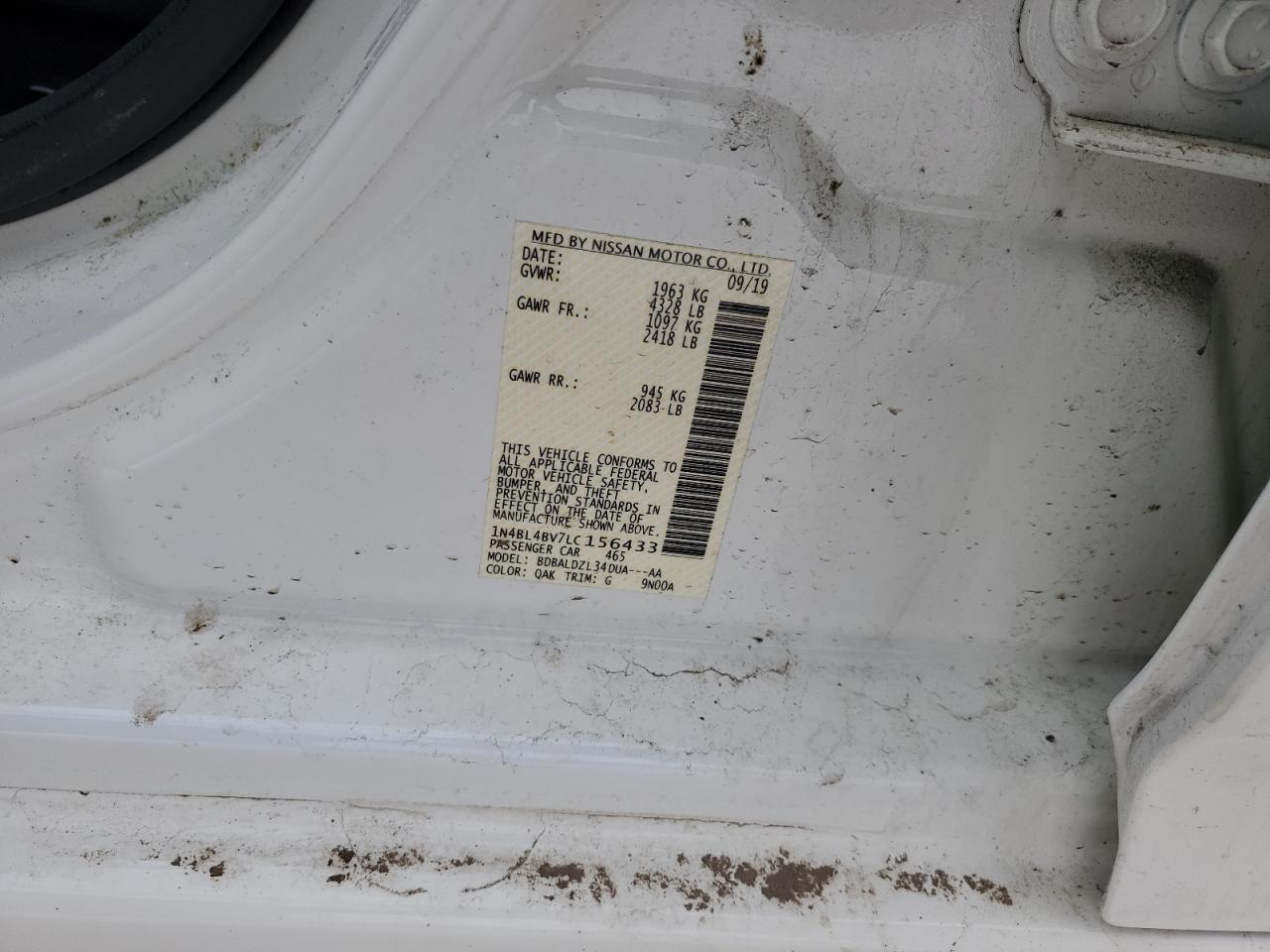 1N4BL4BV7LC156433 NISSAN ALTIMA 2020