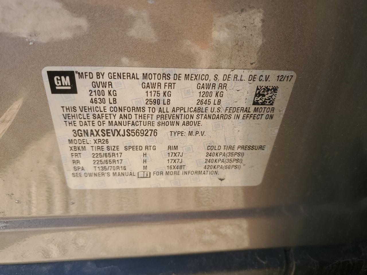 3GNAXSEVXJS569276 CHEVROLET EQUINOX 2018