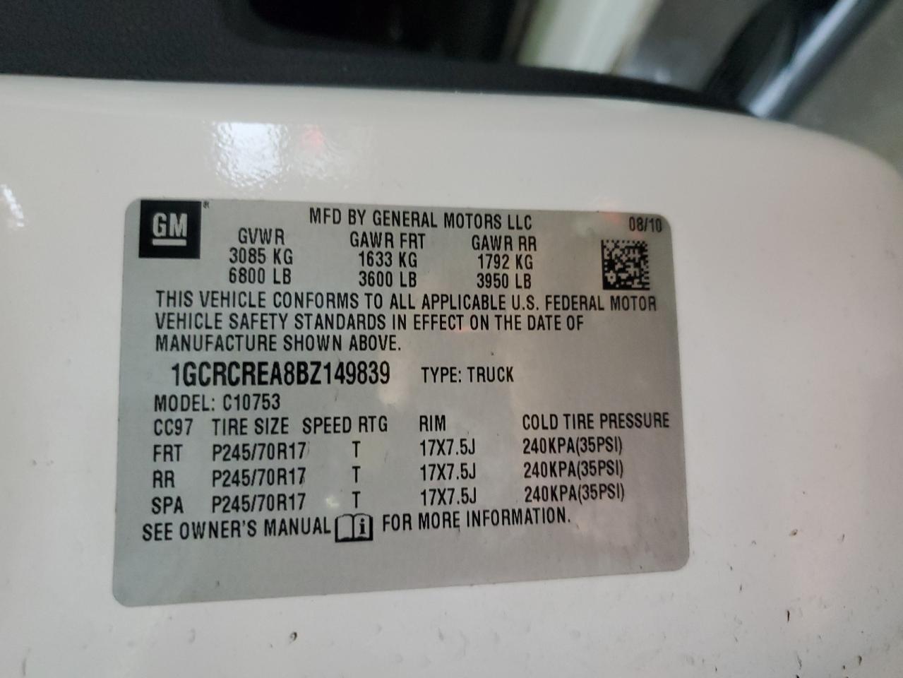 2011 Chevrolet Silverado C1500 Ls VIN: 1GCREA8BZ149839 Lot: 50998545