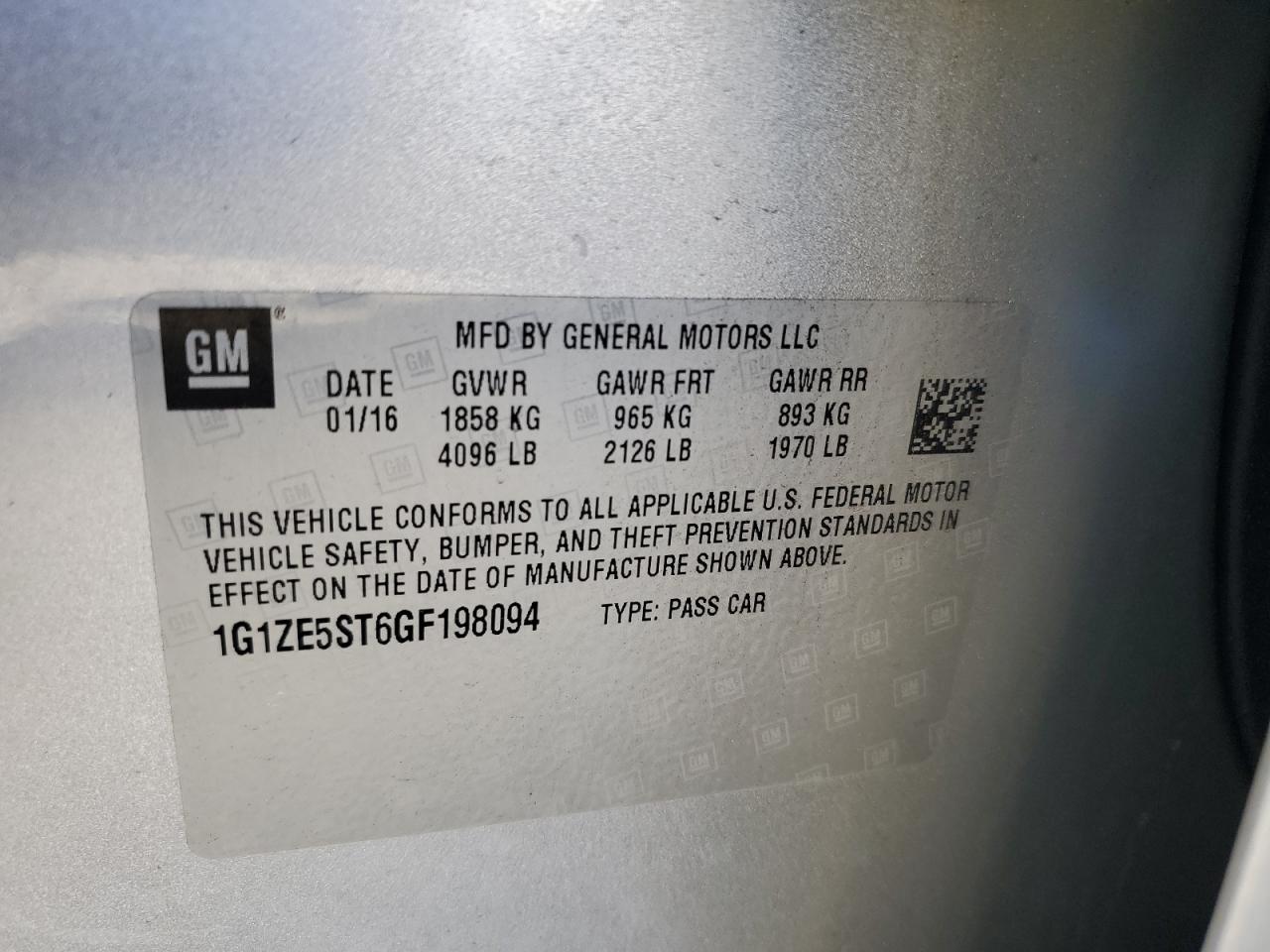 1G1ZE5ST6GF198094 CHEVROLET MALIBU 2016
