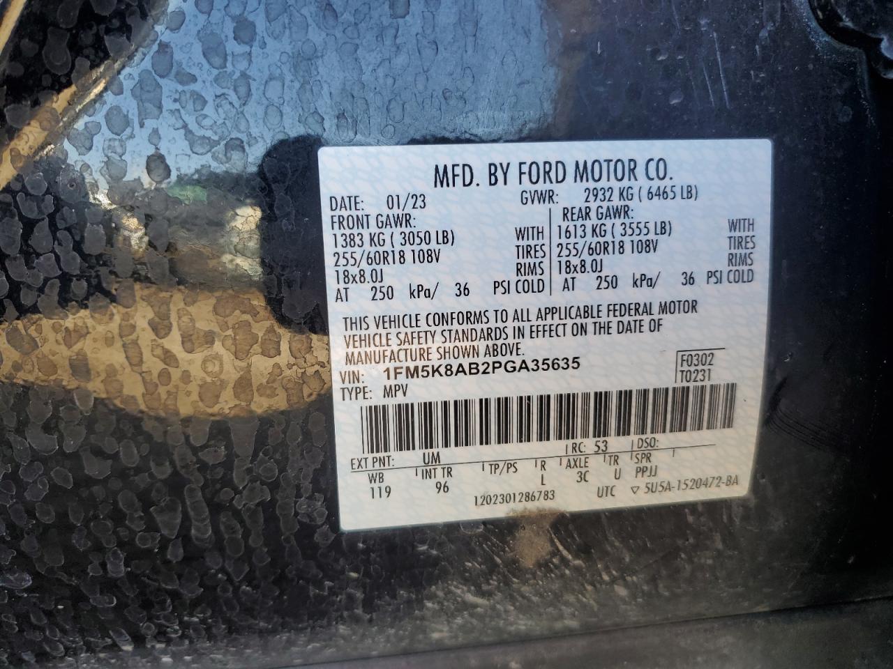 1FM5K8AB2PGA35635 FORD EXPLORER 2023
