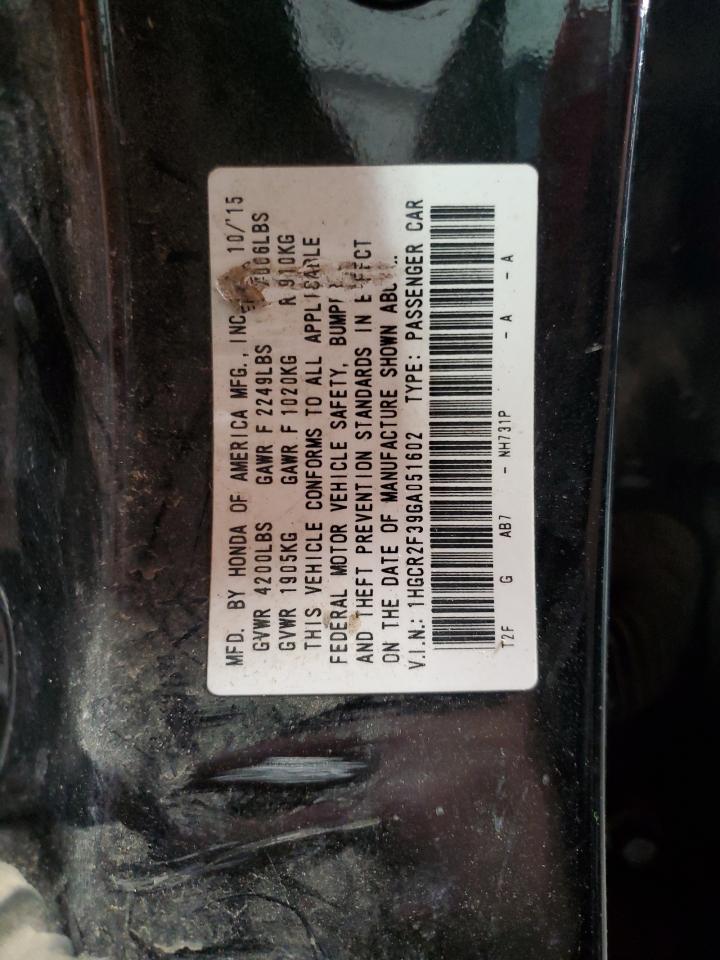1HGCR2F39GA051602 HONDA ACCORD 2016