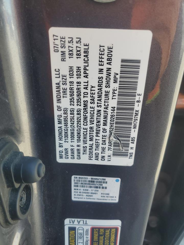 7FARW1H52HE026144 HONDA CRV 2017