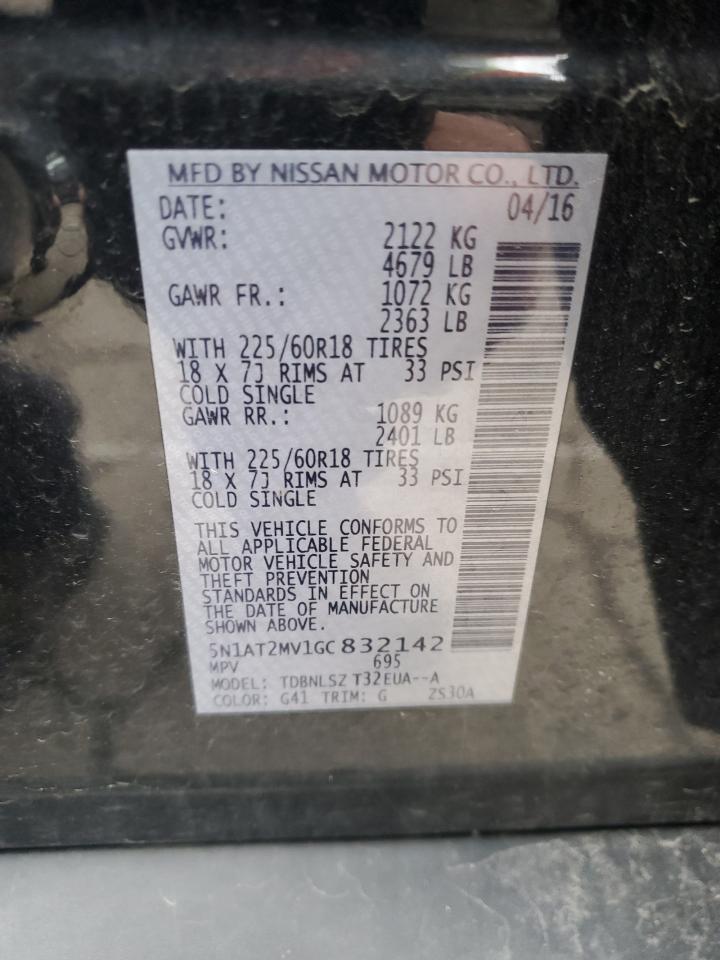 5N1AT2MV1GC832142 NISSAN ROGUE 2016