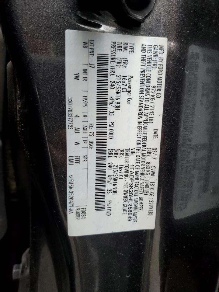 1FADP3K28HL258649 FORD FOCUS 2017