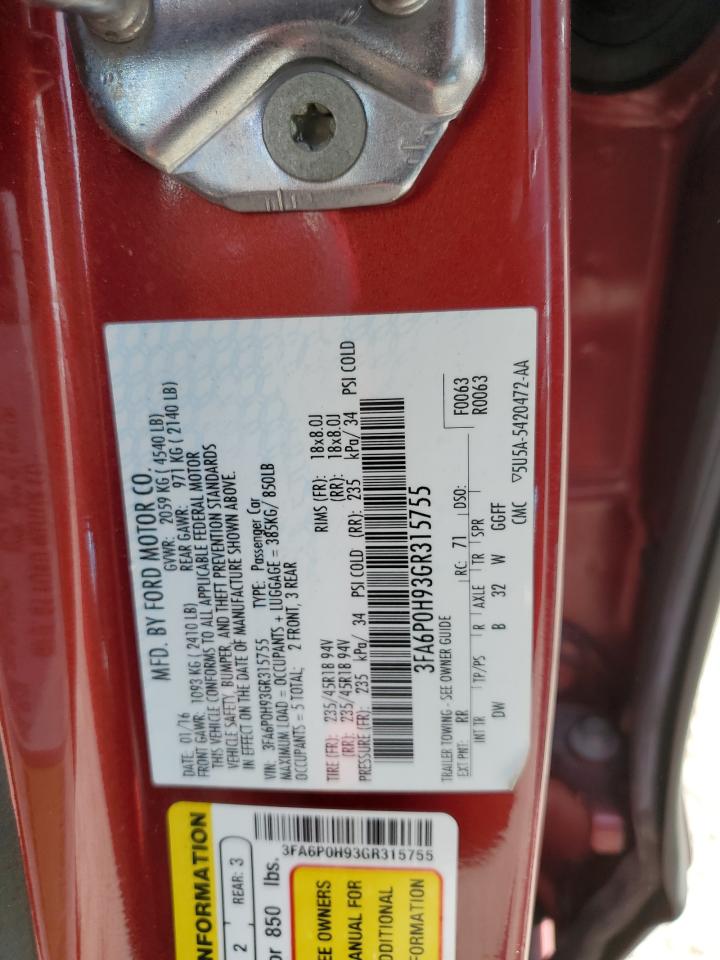 3FA6P0H93GR315755 FORD FUSION 2016