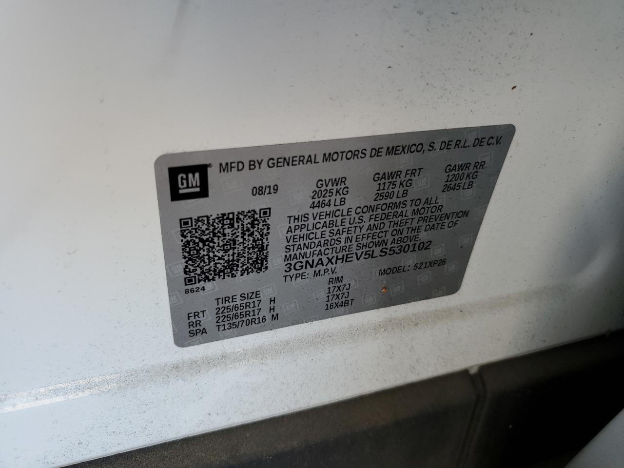 3GNAXHEV5LS530102 CHEVROLET EQUINOX 2020