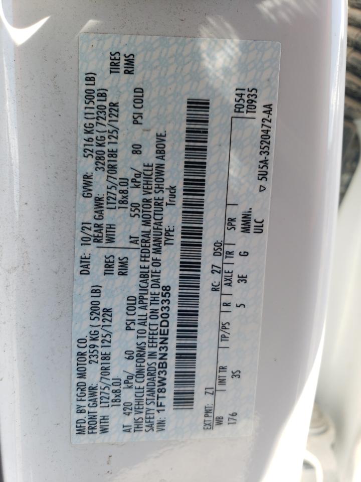 1FT8W3BN3NED03358 FORD F350 2022