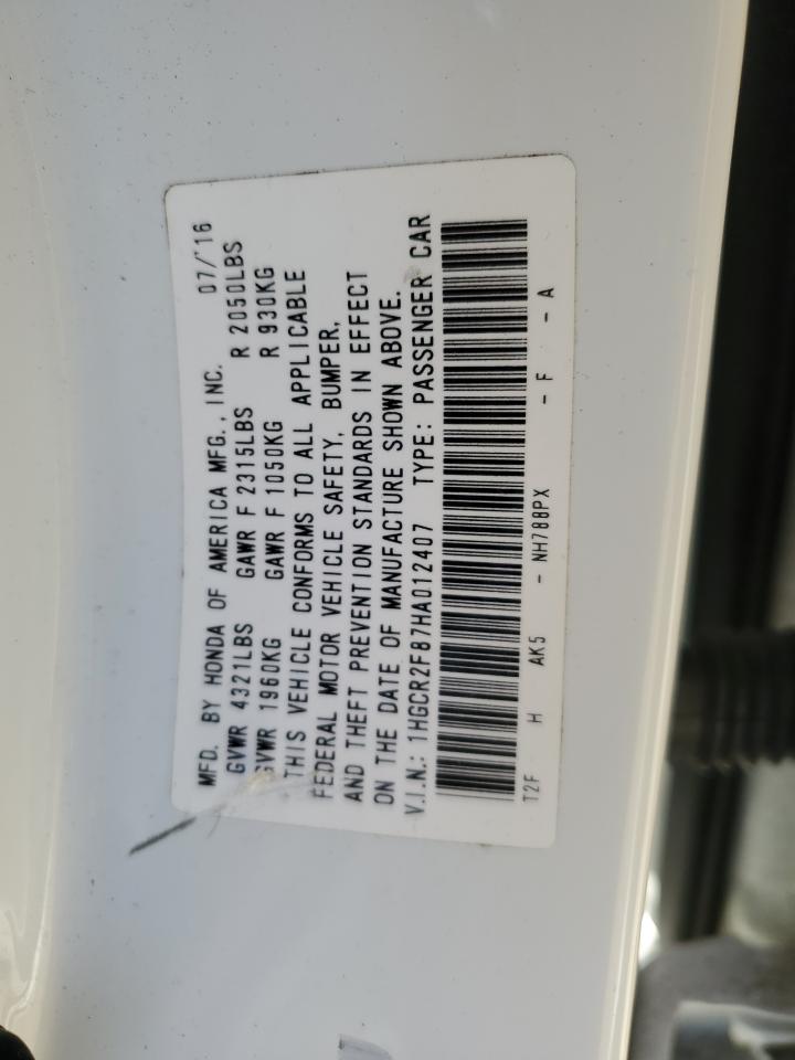 1HGCR2F87HA012407 HONDA ACCORD 2017