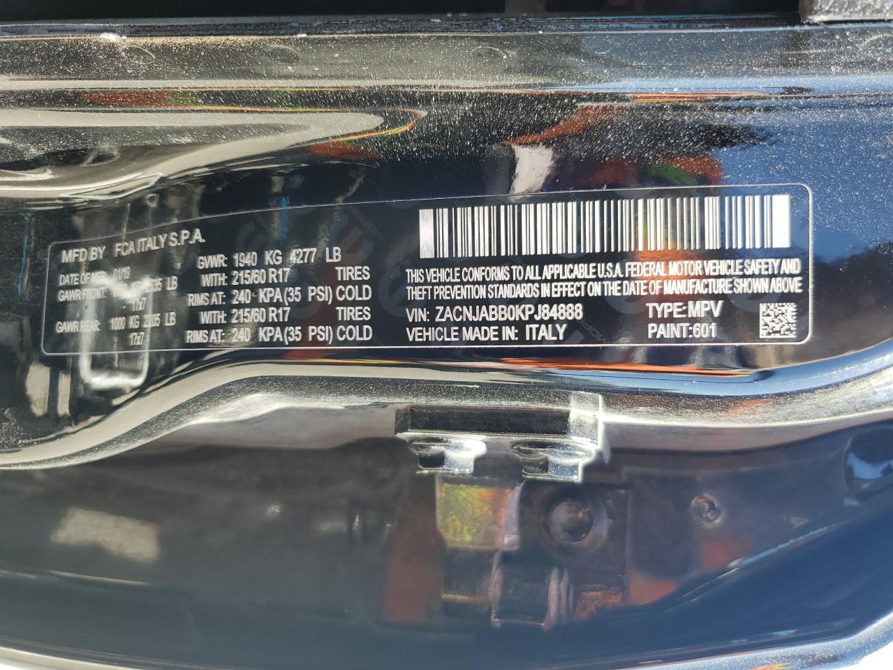 ZACNJABB0KPJ84888 JEEP RENEGADE 2019