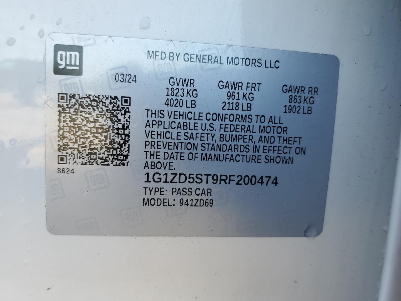 1G1ZD5ST9RF200474 CHEVROLET MALIBU 2024