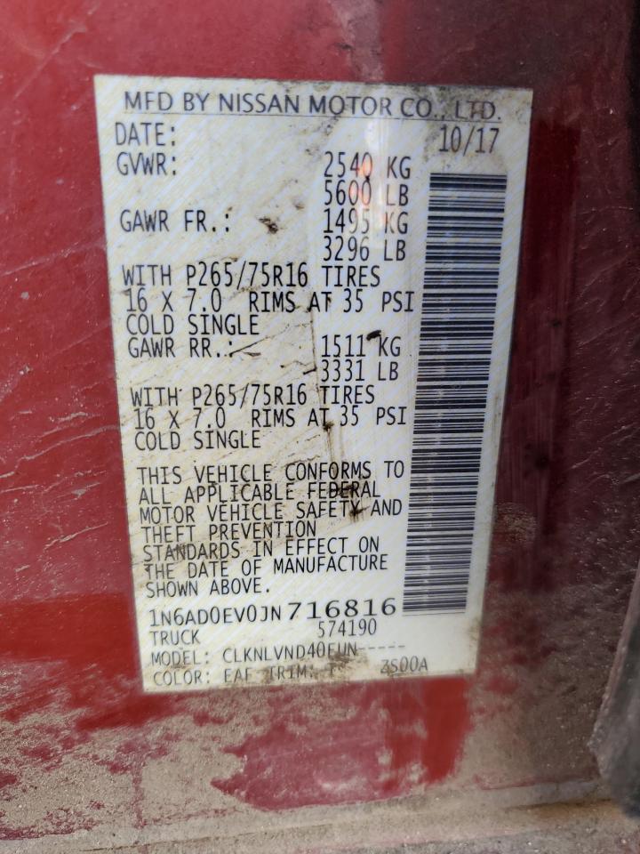 1N6AD0EV0JN716816 NISSAN FRONTIER 2018