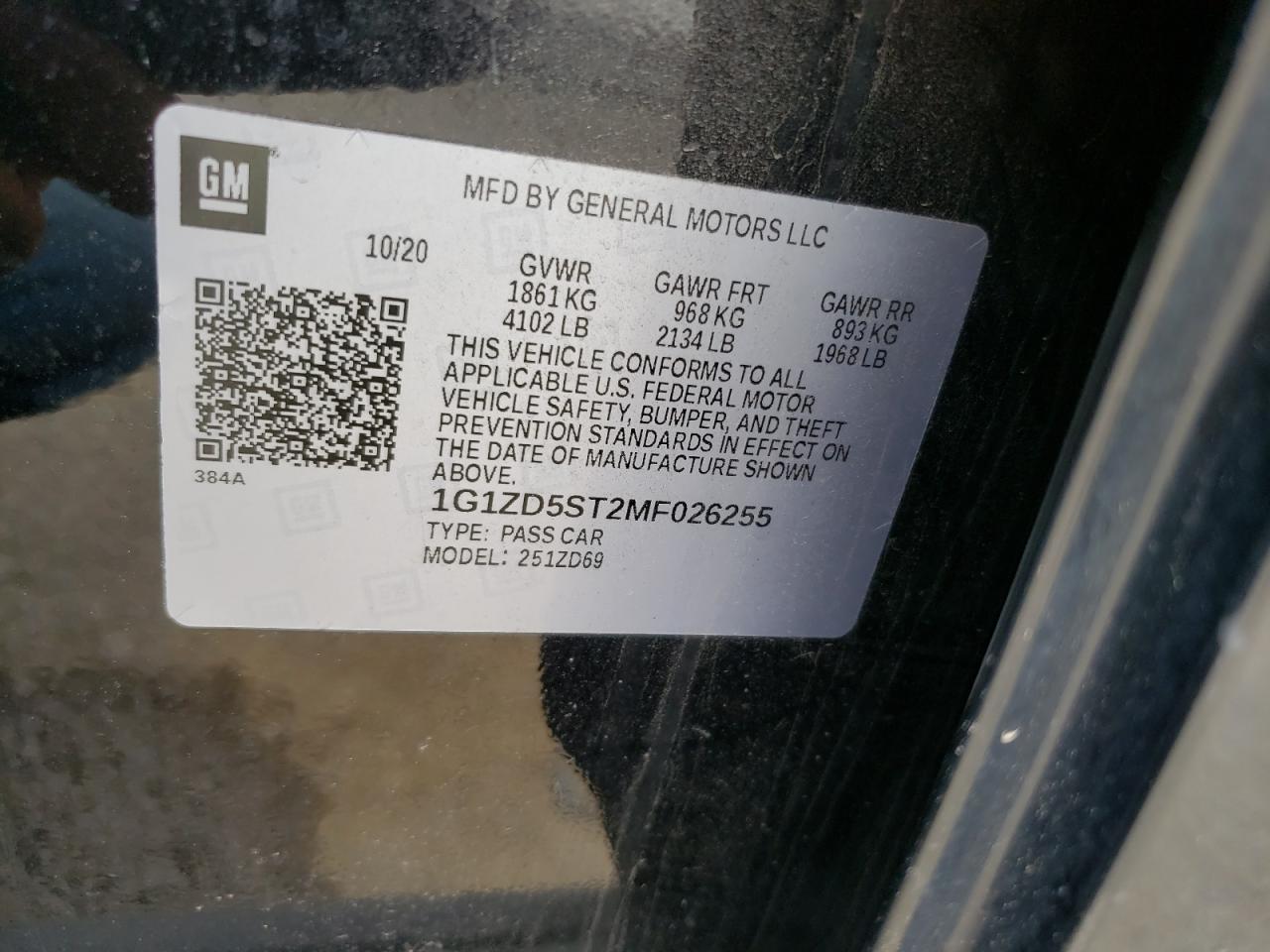 1G1ZD5ST2MF026255 CHEVROLET MALIBU 2021
