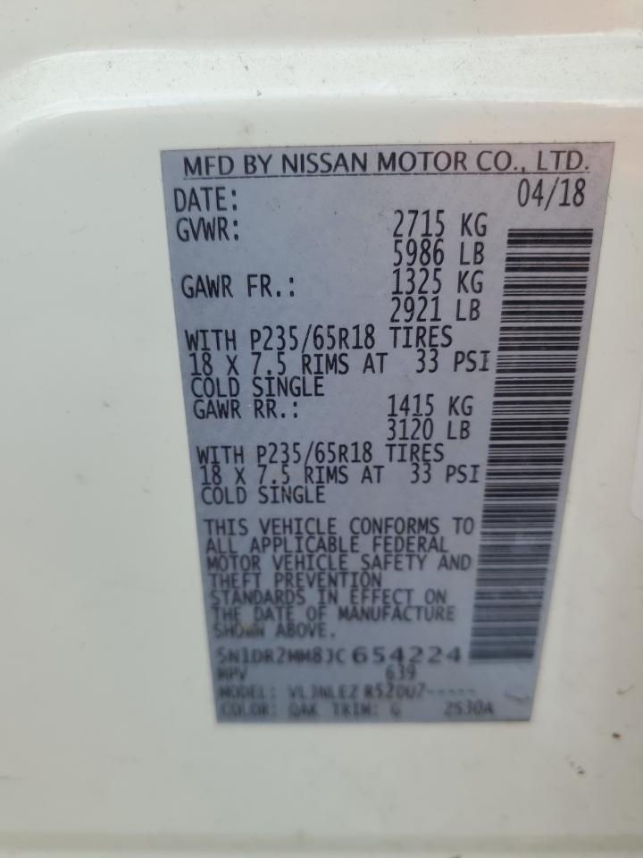 5N1DR2MM8JC654224 NISSAN PATHFINDER 2018