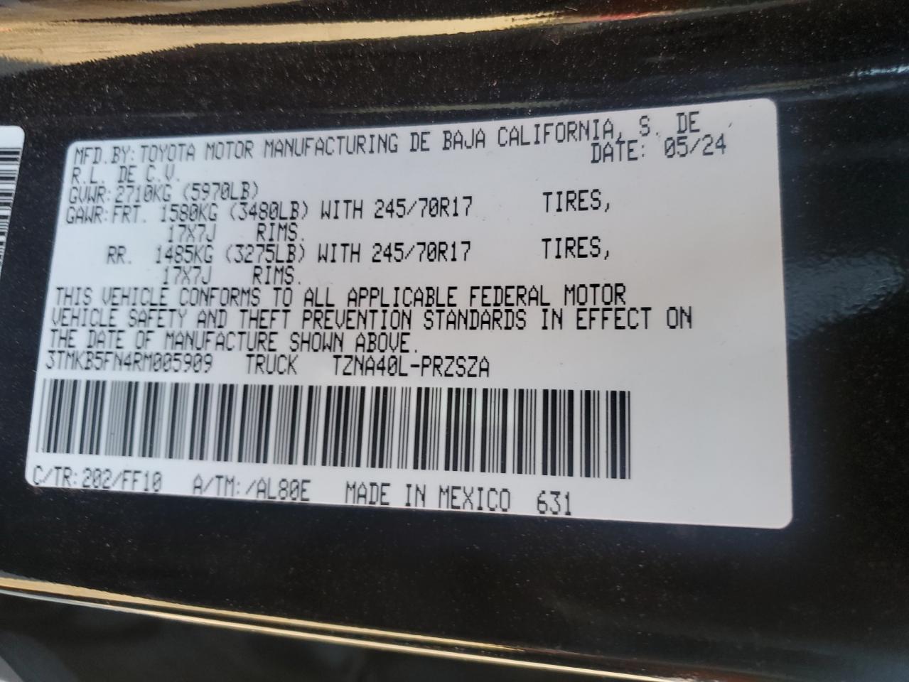 3TMKB5FN4RM005909 TOYOTA TACOMA 2024