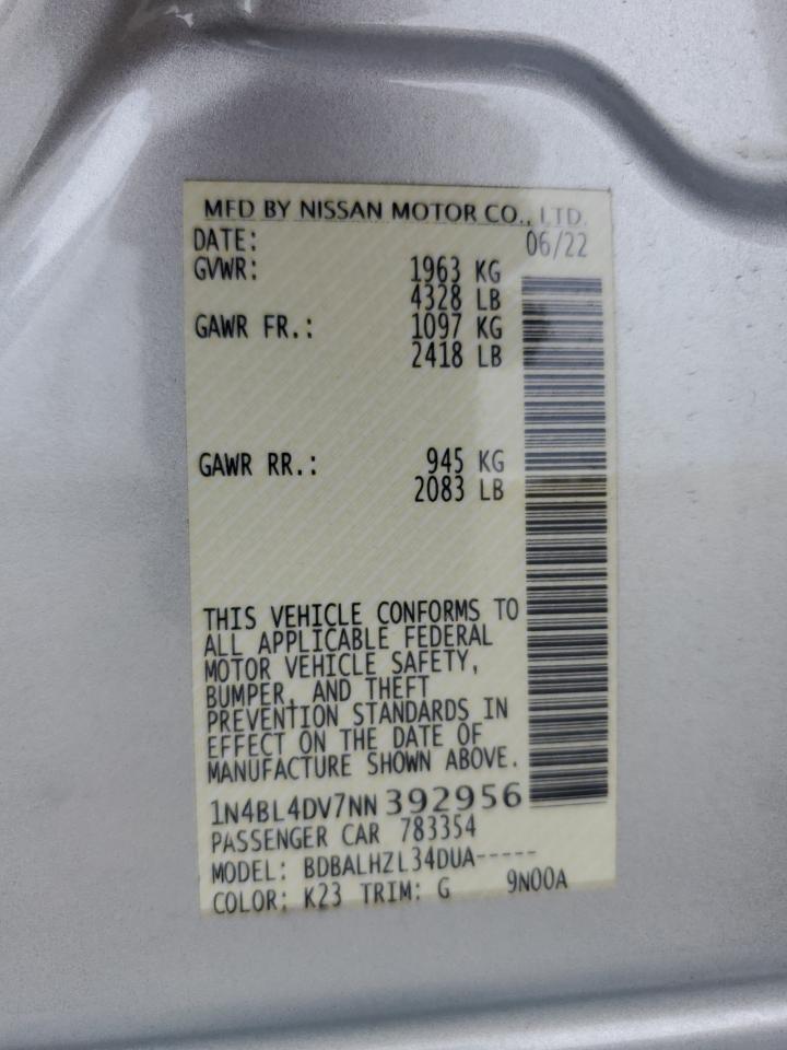 1N4BL4DV7NN392956 NISSAN ALTIMA 2022