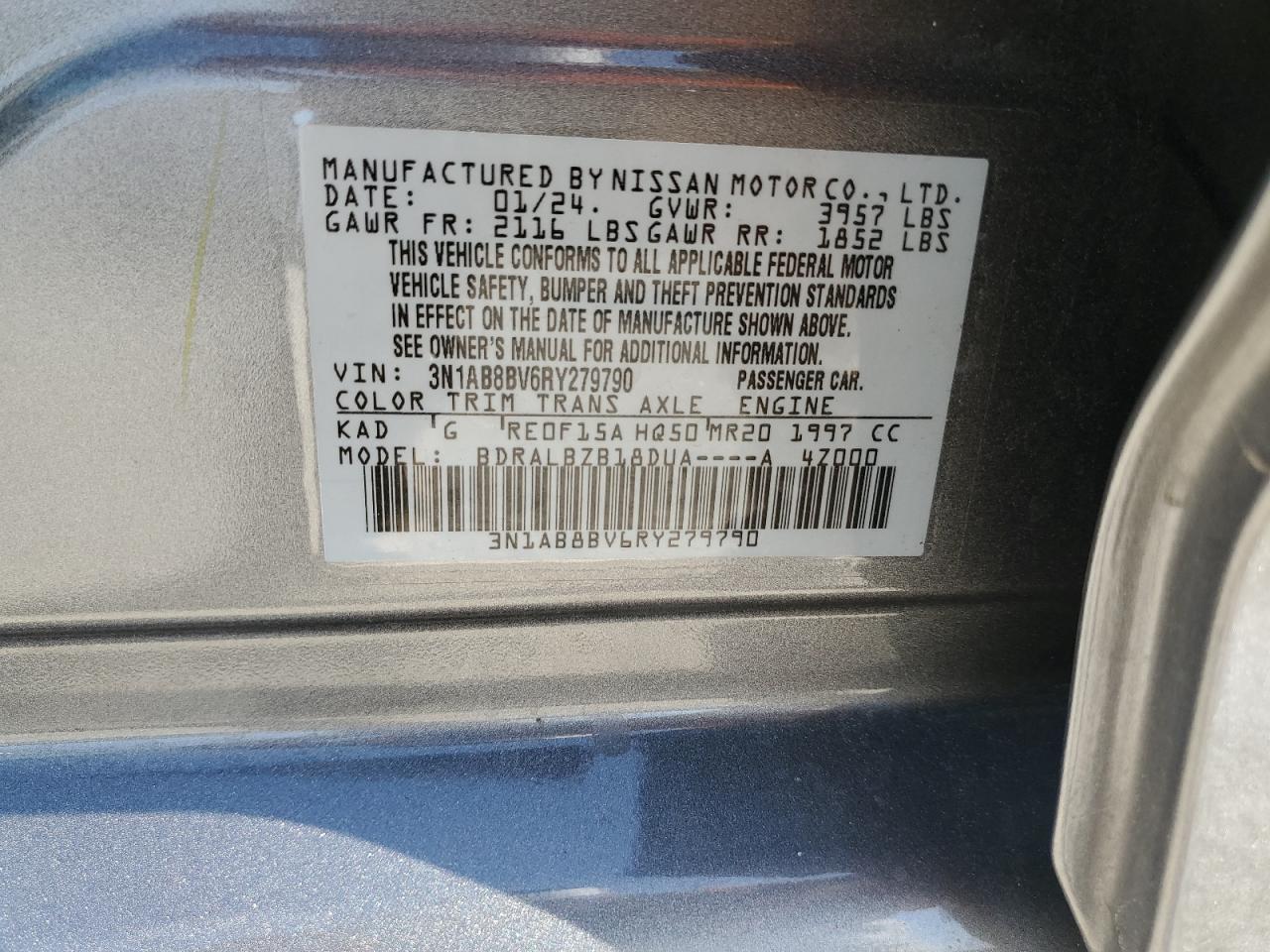 3N1AB8BV6RY279790 NISSAN SENTRA 2024