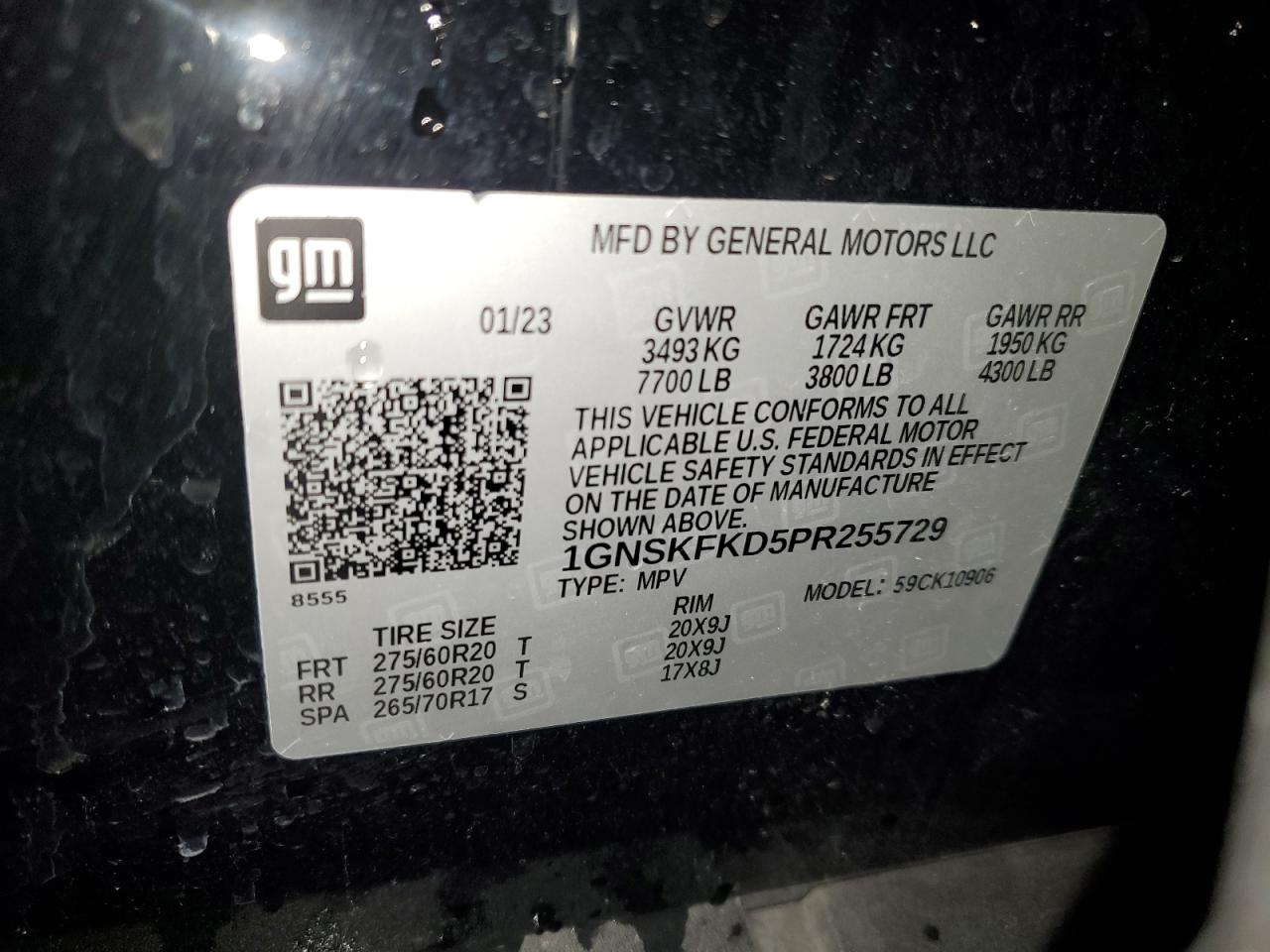 1GNSKFKD5PR255729 CHEVROLET SUBURBAN 2023